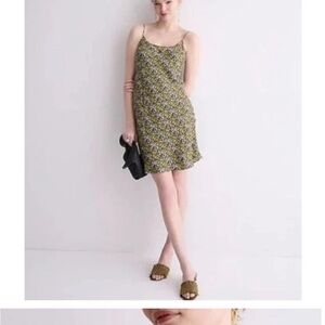 J. Crew Green Floral Stripe Gwen
Sleeveless Cupro Slip Dress